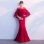Élégant Robe De Soirée 2018 Trompette / Sirène En Dentelle Fleur Avec Châle Encolure Dégagée Longue Robe De Ceremonie