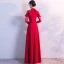 Chic / Beautiful Red Evening Dresses  2018 Empire Lace Flower High Neck Long Sleeve Floor-Length / Long Formal Dresses