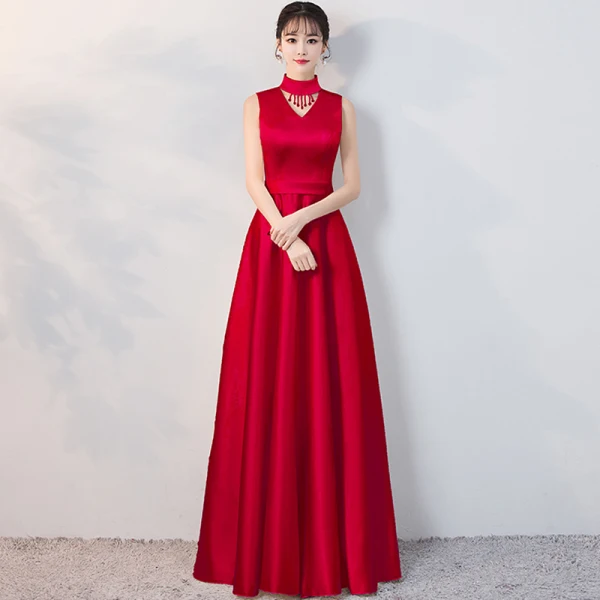 Modest / Simple Evening Dresses  2018 A-Line / Princess High Neck Sleeveless Floor-Length / Long Formal Dresses