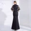 Chic / Beautiful Black Evening Dresses  2018 Trumpet / Mermaid V-Neck Lace 1/2 Sleeves Ankle Length Formal Dresses