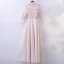 Chic / Beautiful Champagne Prom Dresses 2018 A-Line / Princess Lace Flower High Neck 3/4 Sleeve Floor-Length / Long Formal Dresses