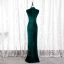 Chinese style Dark Green Cheongsam / Qipao Trumpet / Mermaid Evening Dresses  2021 High Neck Sleeveless Suede Evening Party Floor-Length / Long Formal Dresses
