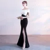 Sexy Evening Dresses  2018 Trumpet / Mermaid Backless Off-The-Shoulder Short Sleeve Floor-Length / Long Formal Dresses