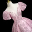 Bling Bling Candy Pink Sequins Prom Dresses 2025 Ball Gown Scoop Neck Short Sleeve Backless Sweep Train Prom Formal Dresses