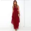 Simple Désinvolte Bordeaux Robes longues 2018 Princesse Dos Nu Encolure Dégagée Sans Manches Longueur Cheville Vêtements Femme