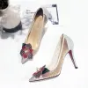 Chic / Beautiful Multi-Colors Pumps 2018 Pearl Rhinestone Leather Pointed Toe Pumps