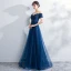 Schöne Ballkleider 2018 A Linie Spitze Blumen Kristall Perlenstickerei Off Shoulder Ärmellos Lange Festliche Kleider