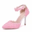 Charming Ivory Wedding Shoes 2018 Lace Rhinestone Pearl Ankle Strap 9 cm Stiletto Heels Wedding