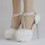 Elegante Weiß Brautschuhe 2018 Spitze Blumen Knöchelriemen Perle Strass 14 cm Stilettos Runde Zeh Hochzeit Hochhackige