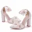 Modern / Fashion White Outdoor / Garden Womens Shoes 2018 Appliques Ankle Strap 10 cm Thick Heels Pointed Toe High Heels