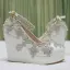 Mode Vita Casual Damskor 2018 Rhinestone Ankelband 10 cm Kilklackar Platåskor Pande Zote Toe