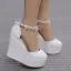 Modern / Fashion White Casual Womens Shoes 2018 Pearl Rhinestone Tassel Platform 11 cm Wedges Round Toe