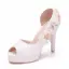 Elegant White Wedding Shoes 2018 Appliques Rhinestone Pearl 11 cm Stiletto Heels Open / Peep Toe Wedding High Heels