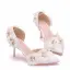 Elegant White Wedding Shoes 2018 Appliques Rhinestone 8 cm Stiletto Heels Pointed Toe Wedding High Heels