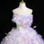 Flower Fairy Lavender Appliques White Prom Dresses 2025 Ball Gown Strapless Sleeveless Backless Court Train Prom Formal Dresses