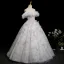 Chic / Belle Blanche Perlage Paillettes Appliques Robe De Bal 2025 Robe Boule De l'épaule Gland Manches Courtes Dos Nu Longue Robe De Ceremonie