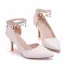 Modest / Simple White Wedding Shoes 2018 Pearl Rhinestone Tassel 8 cm Stiletto Heels Pointed Toe Wedding High Heels