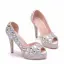 Amazing / Unique Silver Wedding Shoes 2018 Crystal 11 cm Stiletto Heels Open / Peep Toe Wedding High Heels
