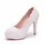 Chic / Beautiful White Wedding Shoes 2018 Lace Pearl 11 cm Stiletto Heels Round Toe Wedding Pumps