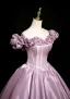 Elegant Blushing Pink Satin Prom Dresses 2025 Ball Gown Ruffle Off-The-Shoulder Sleeveless Backless Floor-Length / Long Prom Formal Dresses