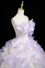 Flower Fairy Lavender Appliques White Prom Dresses 2025 Ball Gown Strapless Sleeveless Backless Court Train Prom Formal Dresses