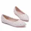 Chic / Beautiful White Wedding Shoes 2018 Lace Flower Rhinestone Pointed Toe Wedding Flat