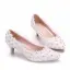 Chic / Beautiful White Wedding Shoes 2018 Lace Flower Rhinestone 5 cm Stiletto Heels Pointed Toe Wedding Pumps