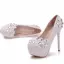 Mote Hvit Brudesko 2018 Blonder Krystall 14 cm Stiletthæler Rund Tå Bryllup Pumps