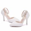 Charmant Blanche Chaussure De Mariée 2018 Perle Faux Diamant Gland 9 cm Talons Aiguilles Bride Cheville À Bout Pointu Mariage Talons Hauts