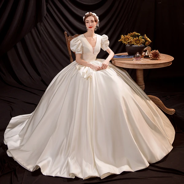 victorian themed bridesmaid dresses Vintage Long Sleeve Lace Plus Size Wedding Dresses, SW394 main image 0