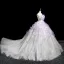 Flower Fairy Lavender Appliques White Prom Dresses 2025 Ball Gown Strapless Sleeveless Backless Court Train Prom Formal Dresses