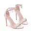 Charmant Weiß Brautschuhe 2018 Perle Strass Quaste Knöchelriemen 11 cm Stilettos Peeptoes Hochzeit Hochhackige
