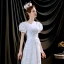 Scintillantes Blanche Robe De Soirée 2021 Princesse Encolure Dégagée Paillettes Manches Courtes Dos Nu Longue Robe De Ceremonie