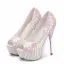 Romantique Argenté Chaussure De Mariée 2018 Paillettes 14 cm Talons Aiguilles Peep Toes / Bout Ouvert Mariage Talons Hauts