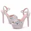 Sparkly Silver Wedding Shoes 2018 Crystal Rhinestone Ankle Strap 14 cm Stiletto Heels Open / Peep Toe Wedding High Heels
