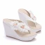 Moderne / Mode Blanche Plage Chaussures Femmes 2018 Appliques Compensées Pantoufle & Tongs