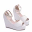 Mote Hvit Casual Kilehæl Damesko 2018 Perle Rhinestone Dusk Ankelstropp Peep Toe