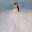 Chic / Beautiful Ivory Wedding Dresses 2018 A-Line / Princess Star Tulle Lace Flower Scoop Neck Backless 1/2 Sleeves Chapel Train Wedding