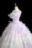 Flower Fairy Lavender Appliques White Prom Dresses 2025 Ball Gown Strapless Sleeveless Backless Court Train Prom Formal Dresses