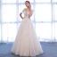 Chic / Beautiful White Wedding Dresses 2018 A-Line / Princess Glitter Tulle Crystal Spaghetti Straps Sleeveless Floor-Length / Long Wedding
