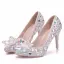Błyszczące Srebrny Buty Ślubne 2018 Kryształ Rhinestone 9 cm Szpilki Okrągłe Toe Ślub Czółenka