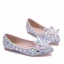 Glittrande Silver Brudskor 2018 Kristall Rhinestone Spetsiga Platt