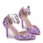 Charmant Lila Brautschuhe 2018 Kristall Knöchelriemen 9 cm Stilettos Spitzschuh Hochzeit Hochhackige
