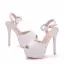 Moderne / Mode Blanche Chaussure De Mariée 2018 En Dentelle Fleur Perle Bride Cheville 14 cm Talons Aiguilles Peep Toes / Bout Ouvert Mariage Talons Hauts