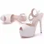 Chic / Beautiful White Wedding Shoes 2018 Pearl Rhinestone Tassel Ankle Strap 14 cm Stiletto Heels Open / Peep Toe Wedding High Heels
