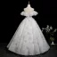 Chic / Belle Blanche Perlage Paillettes Appliques Robe De Bal 2025 Robe Boule De l'épaule Gland Manches Courtes Dos Nu Longue Robe De Ceremonie
