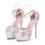 Chic / Beautiful Royal Blue Wedding Shoes 2018 Rhinestone 14 cm Stiletto Heels Round Toe Wedding High Heels