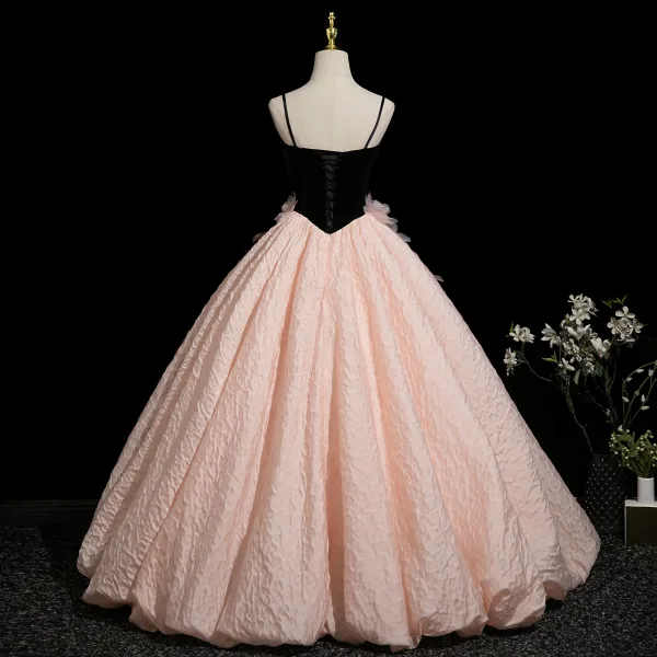 Élégant Rougissant Rose Perlage Paillettes Appliques Robe De Bal 2025 Robe Boule Bretelles Spaghetti Sans Manches Dos Nu Longue Robe De Ceremonie