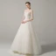 Chic / Beautiful Champagne Wedding Dresses 2018 A-Line / Princess Beading Off-The-Shoulder Backless 3/4 Sleeve Floor-Length / Long Wedding