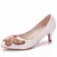 Style Chinois Blanche Chaussure De Mariée 2018 Perlage Papillon Faux Diamant Cristal Perle 5 cm Talons Aiguilles À Bout Pointu Mariage Escarpins